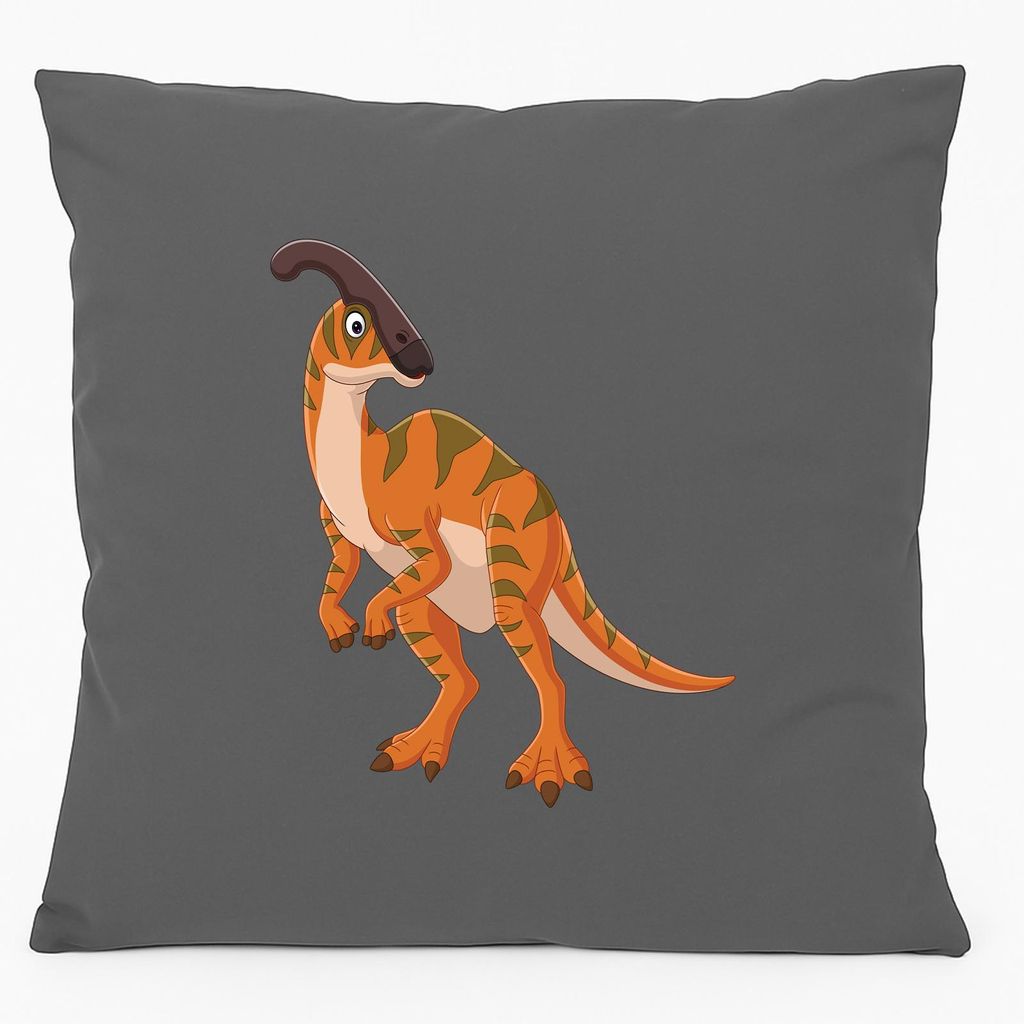 Huuraa Kissen Parasaurolophus Dinosaurier 40x40cm mit Füllung Steel Grey Baumwolle Dekokissen Geschenkidee