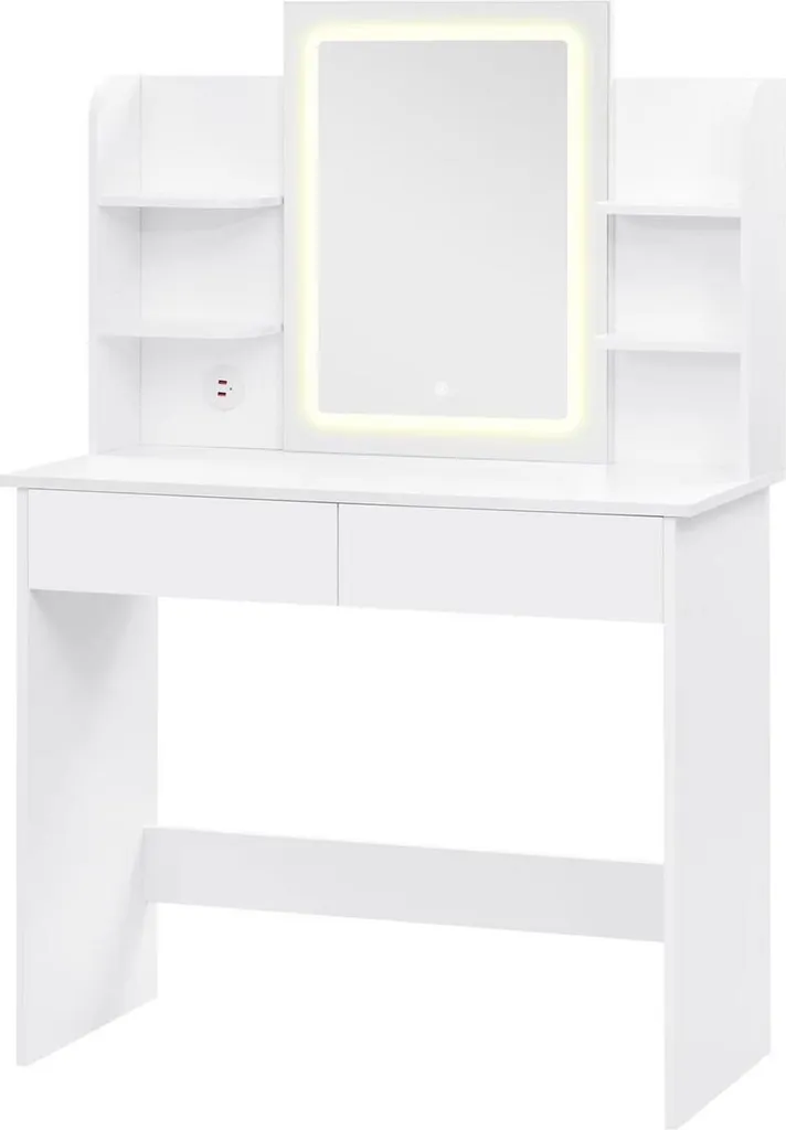 Coiffeuse LED tactile à luminosité réglable avec 2 ports USB blanc