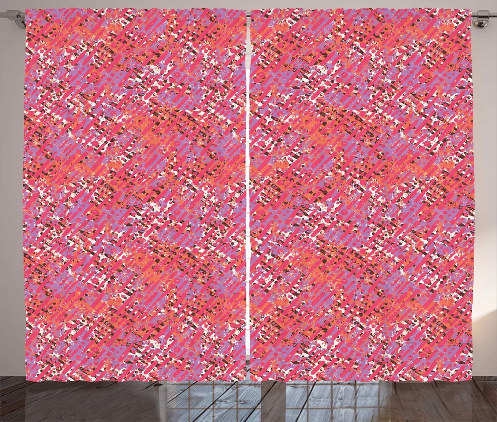 Rideaux de salon universels à boucles style rustique fuchsia 280 x 225 cm