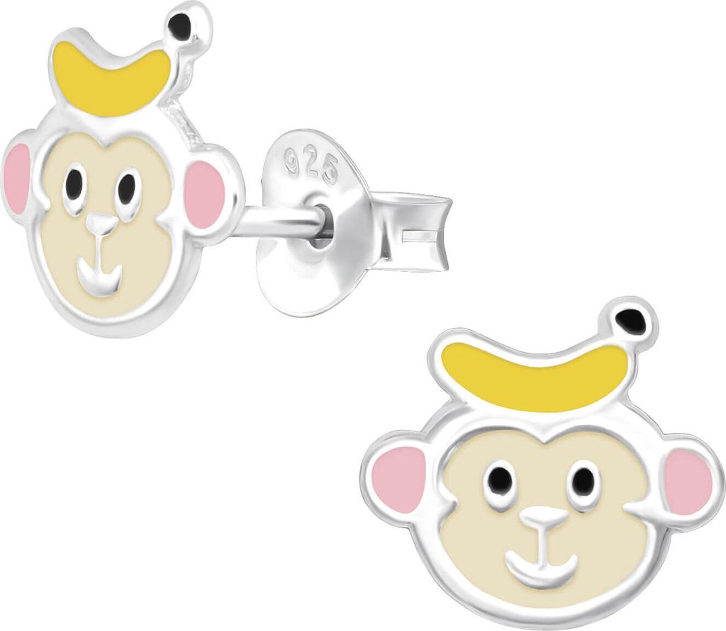 Kinder Ohrringe Ohrstecker 925 Sterling Silber Affenkopf Produktbild 