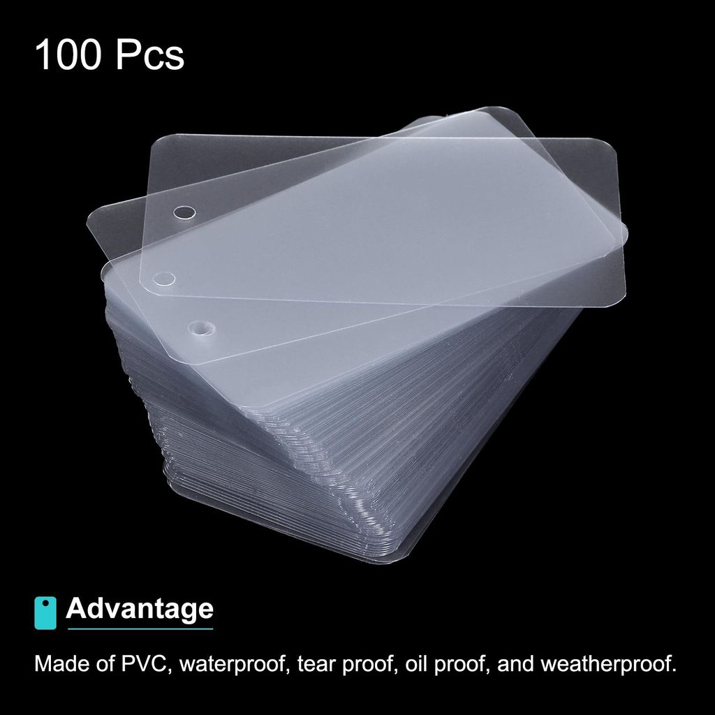100 Stš¹ck Blanke Versandanh?nger wasserdichte, 9x5cm PVC Blanko Kunststoffanh?nger Rechteckig fš¹r Namensetiketten Kleidung Geschenkverpackung...