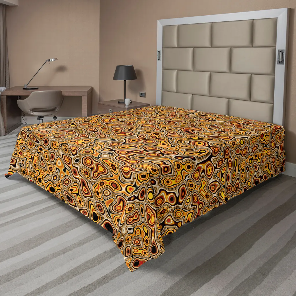 Drap doux en plasma doré et marbre ethnique orange 244 cm x 205 cm