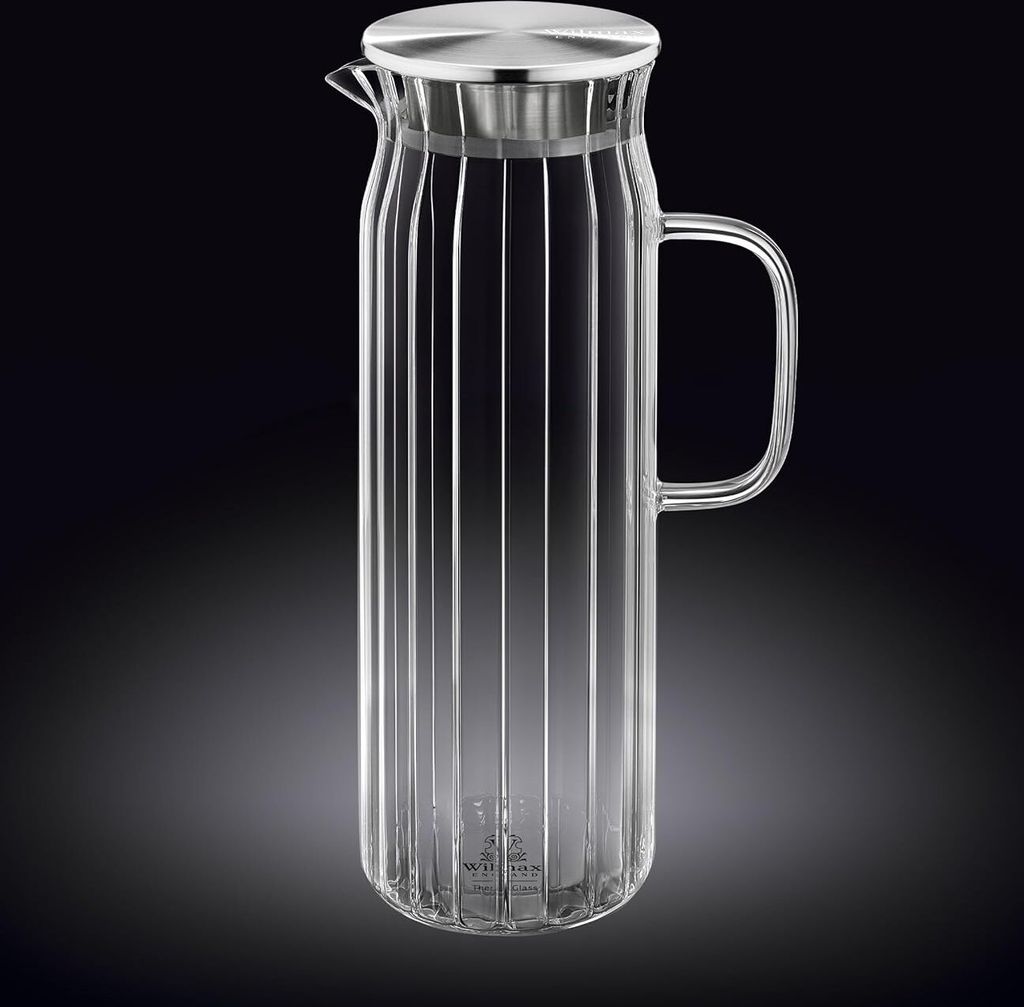 Geriffelter Glaskrug mit Deckel WILMAX HIGH 1,5L für Produktbild 