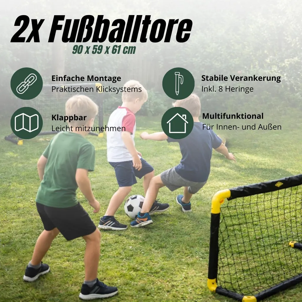 Mini buts de foot pliables Umbro - Set de 2 cages transportables noires