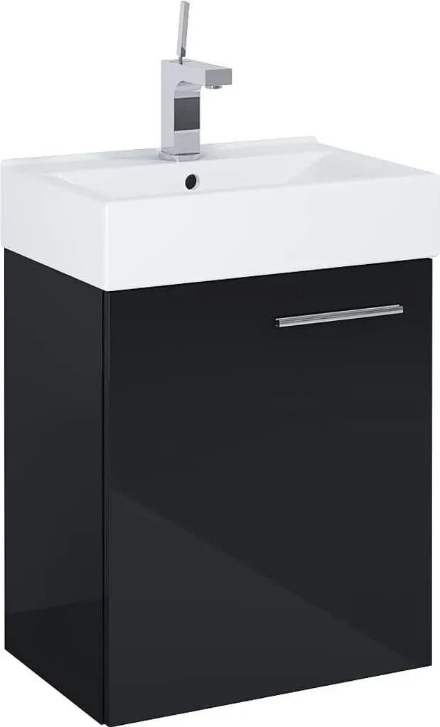 Solution gain de place salle de bain : Meuble vasque 45 cm VBChome Noir