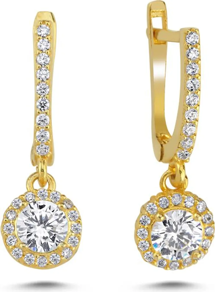 Dormeuses pendantes pour femme en argent véritable et pierre brillante
