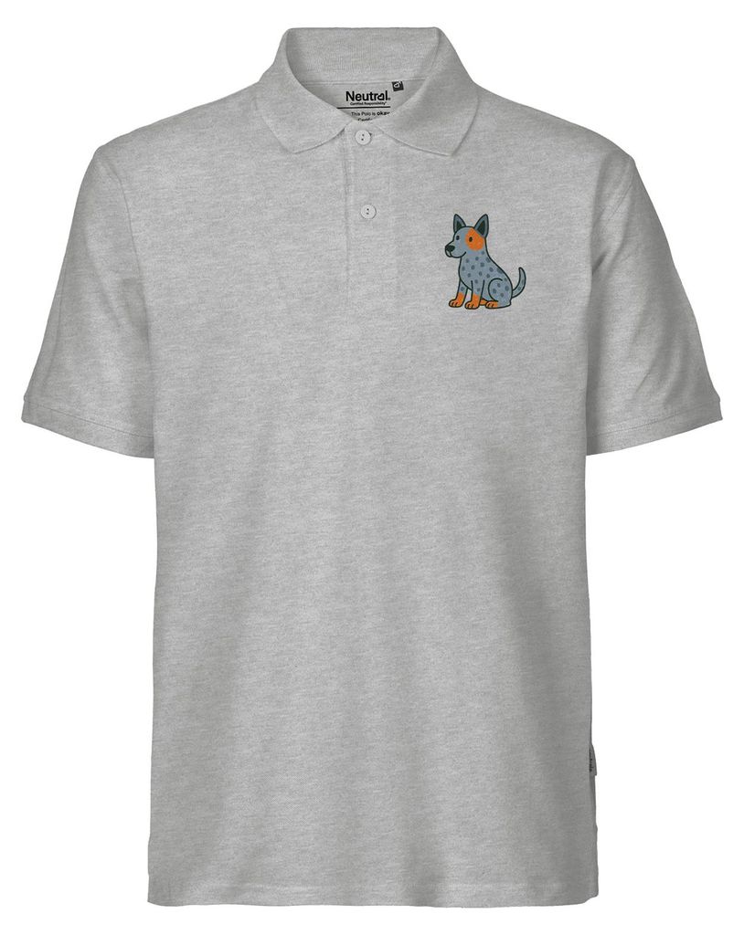 Huuraa Herren Polo Shirt Australian Cattle Dog Comic Heeler 3XL Sport Grey Bio Baumwolle Fairtrade Poloshirt Geschenkidee