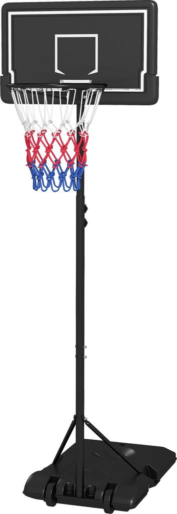 Basketballständer, höhenverstellbar, mobil, befüllbar, bruchsichere Rückwand, Korbhöhe 1,82 - 2,13 m, Schwarz