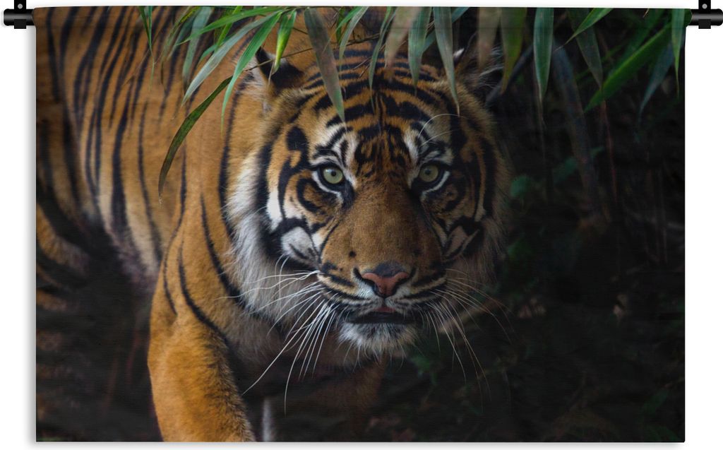 MuchoWow Wandteppich Wandbehang Tiger - Blätter - Dschungel - Tiere - Wild 120x80 cm Tapisserie Dekoration Wandtuch - Wanddekorationen - Wandtü...