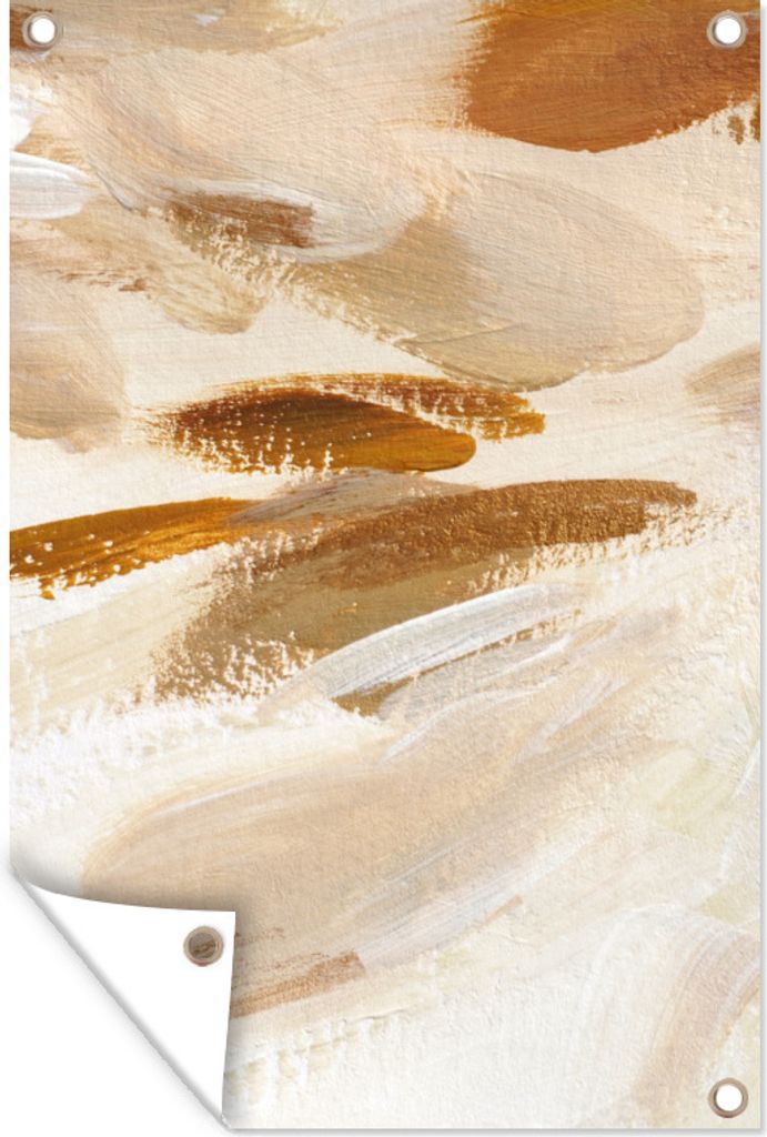 MuchoWow 80x120 cm Outdoor-Poster Gartendeko Sichtschutz Garten Poster für den Garten Farbe - Malerei - Beige