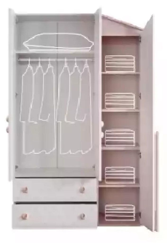 Design Kleiderschrank Holzschrank Schrank Möbel Holz Spiegel Weiß Neu