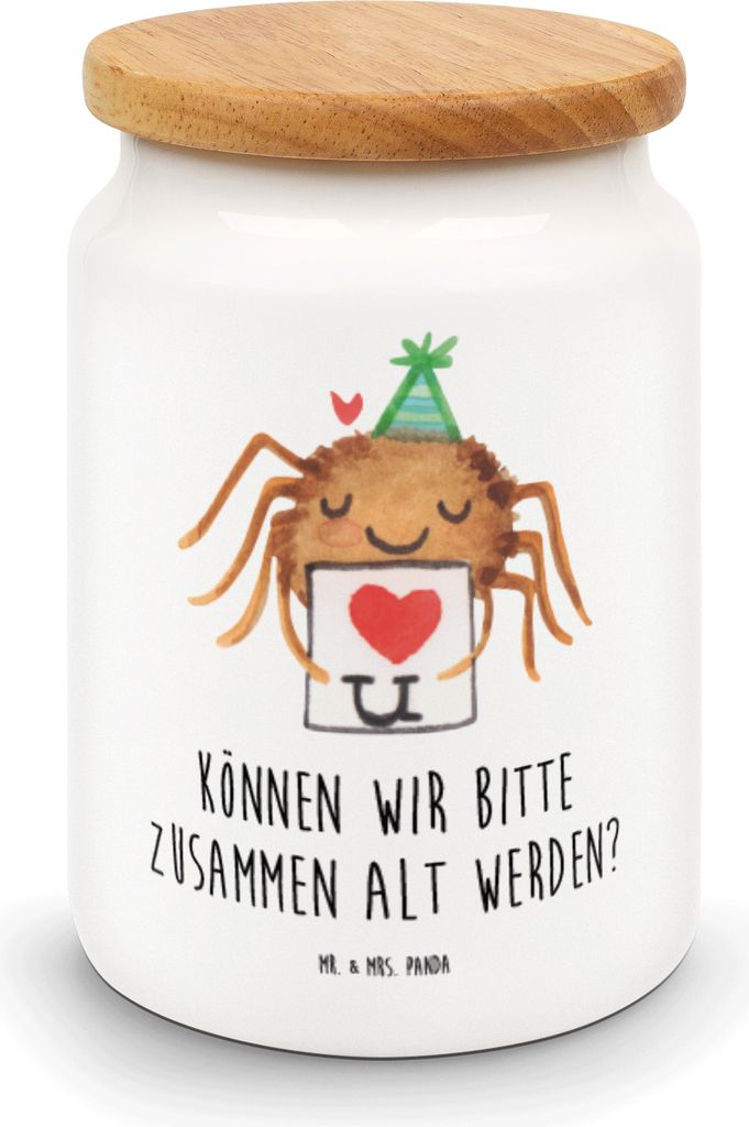Mr. & Mrs. Panda Dose Spinne Agathe Brief - Weiß - Geschenk, Lebensmittelbehälter, Liebespaar, Keksdose, Treuetest, Verliebt, Aromadose, Ich Lieb...