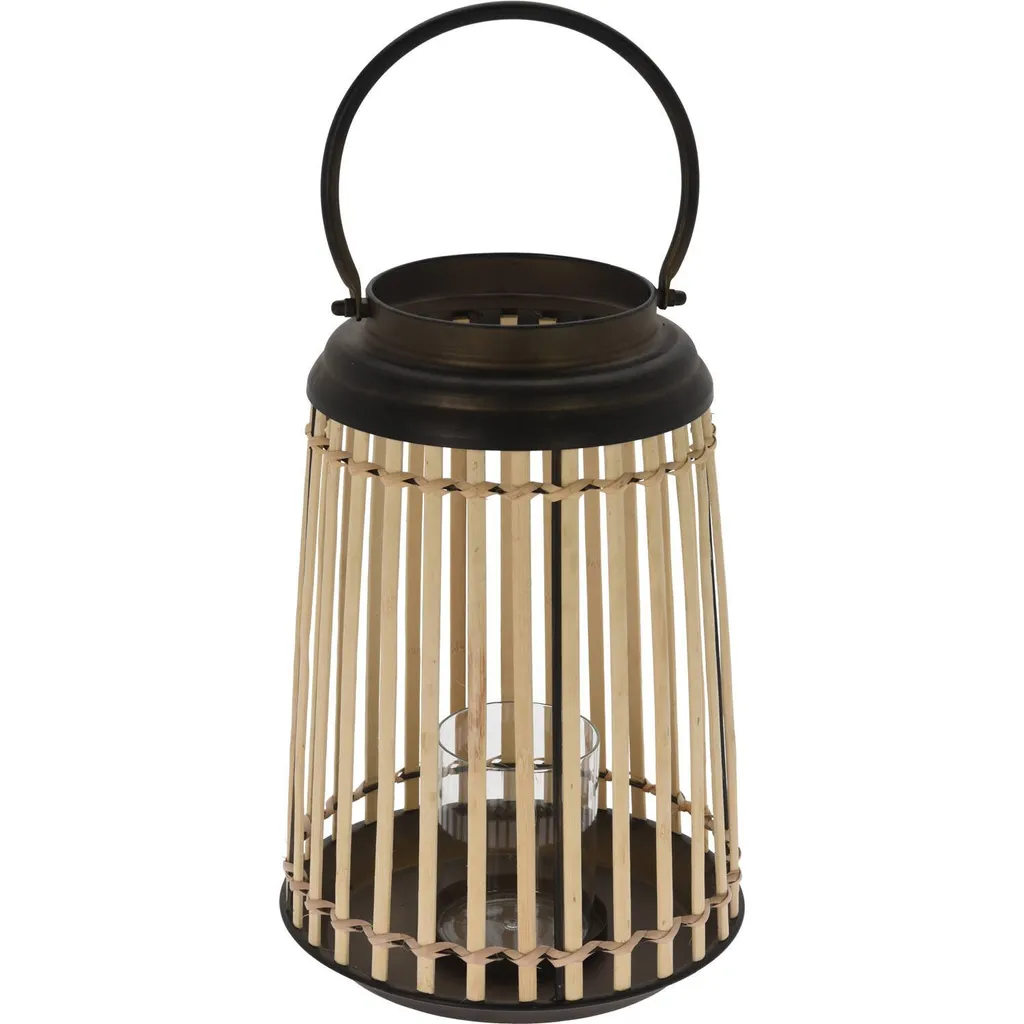 Lanterne bambou et métal - Éclairage tamisé pour salon et chambre chic
