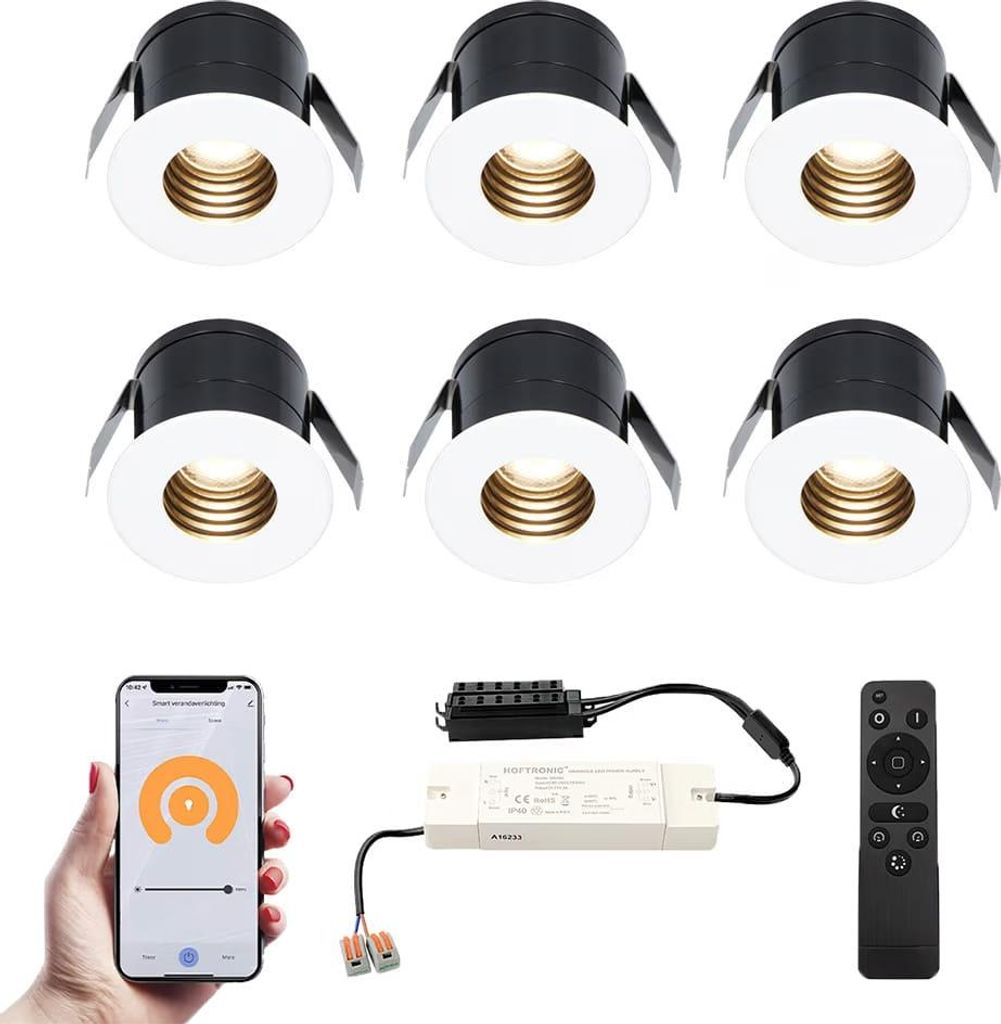 hoftronic Betty Smart LED Mini Einbaustrahler 12V 3W 140lm 2700K IP44 Weiß