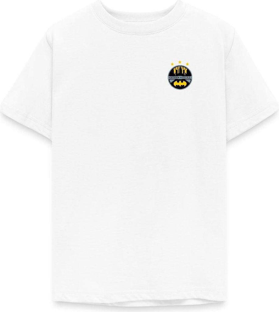 Spreadshirt Batman Bruce Wayne Gotham City F.C. Fußball-Trikot Teenager T-Shirt, 134/146 (9-11 Jahre), Weiß