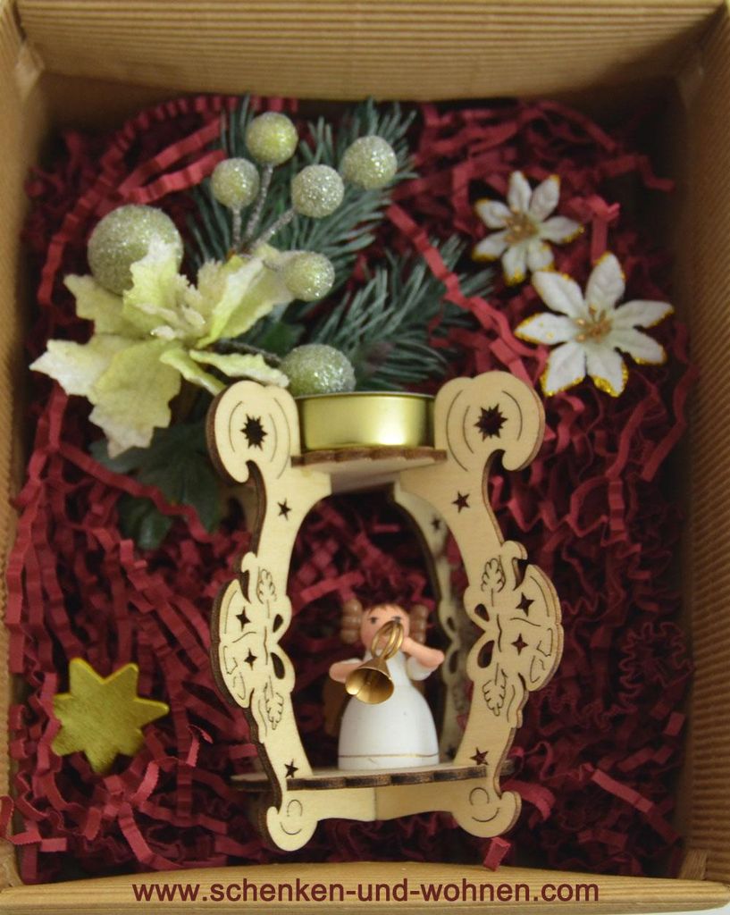 Geschenke-Box " Laserholz-Teelichthalter Engelfigur" sortiert.