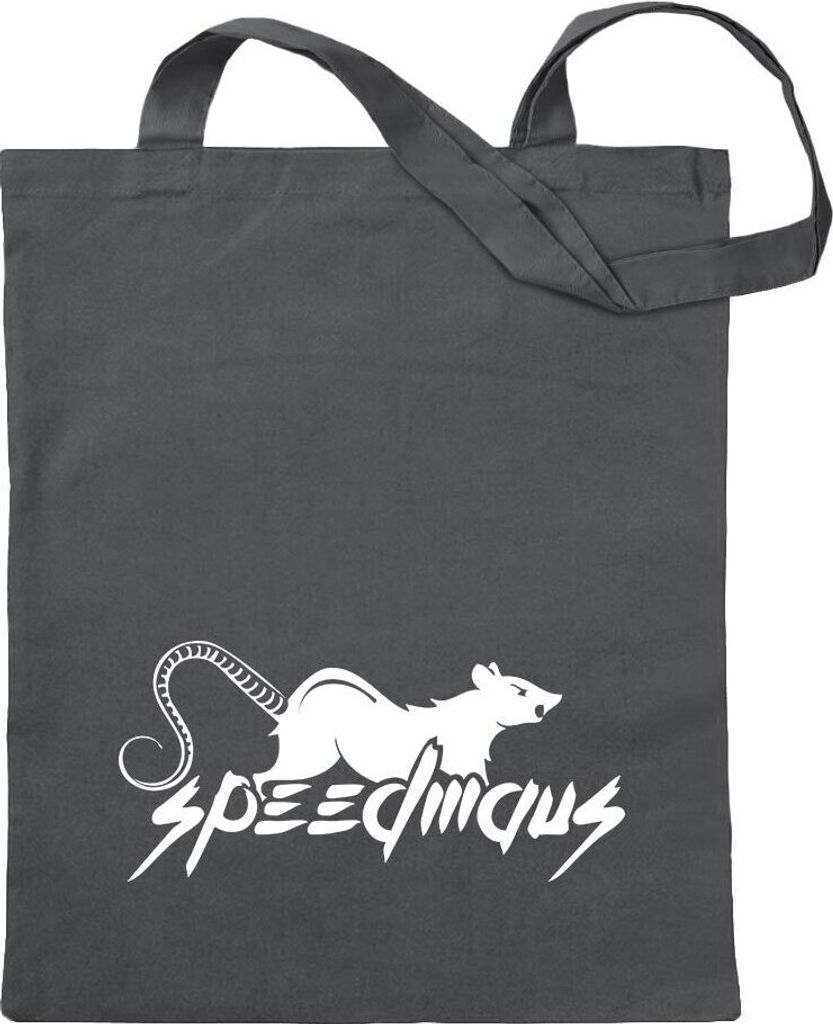 Kiwistar - Baumwolltasche - stahlgrau - Speedmaus - Ratte - Fast - Turbo - Tragetasche Stoffbeutel Umhängetasche Langer Henkel