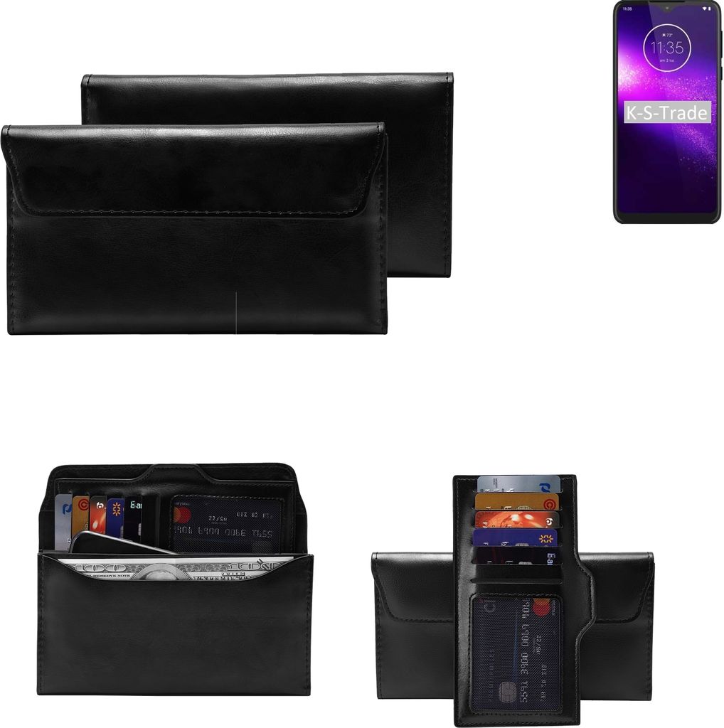 K-S-Trade Handy Hülle kompatibel mit Motorola One Macro Schutz Hülle Tasche Schutz Case Handytasche Kunstleder schwarz, 1x