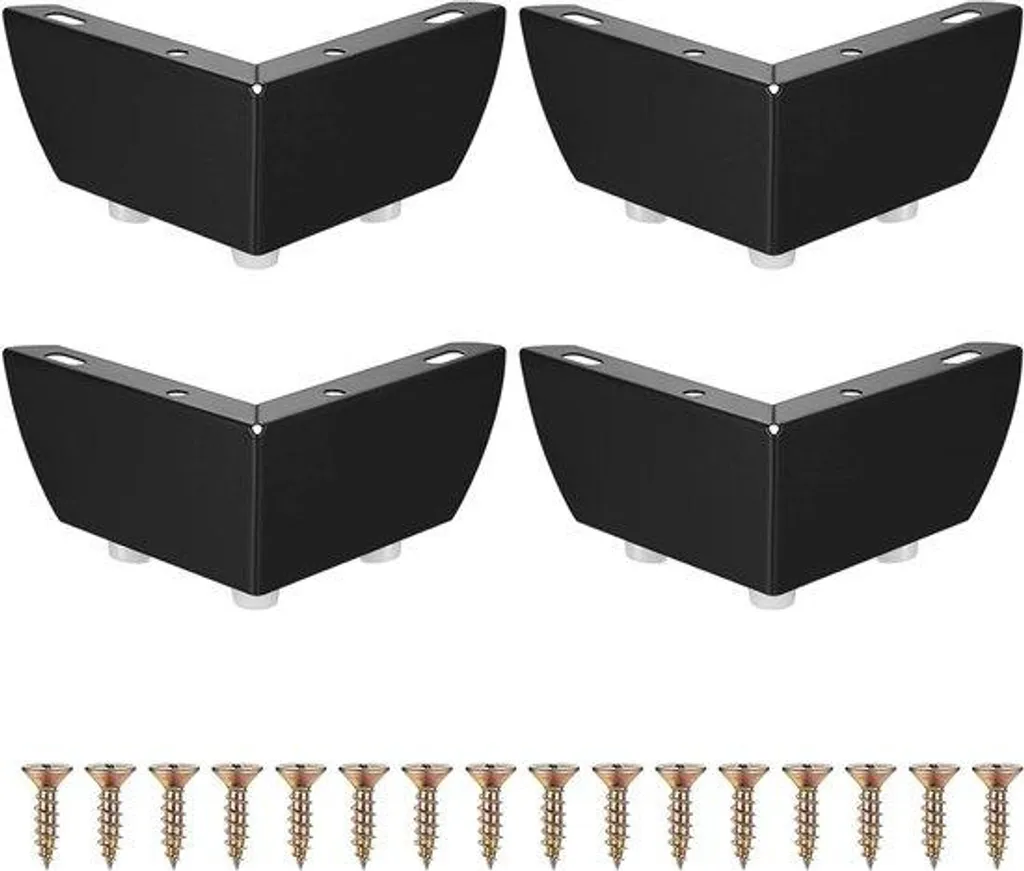 Pieds de meubles 55 mm en acier noir mat - Lot de 4 supports durables
