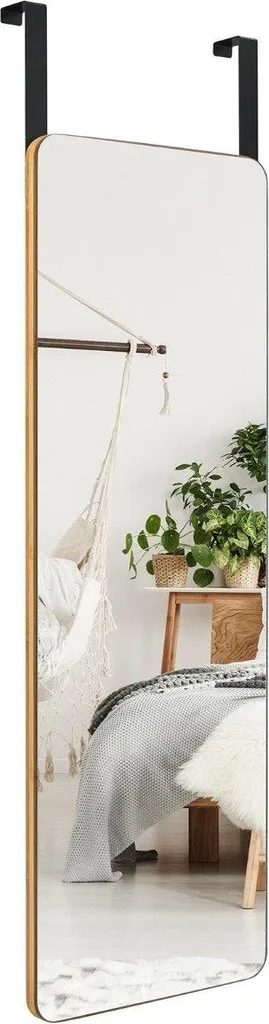 Miroir bois bambou à coins arrondis design scandinave avec fixations