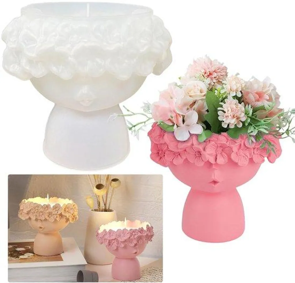 Moule DIY pour Statuette Femme aux Fleurs en Silicone pour Déco Maison