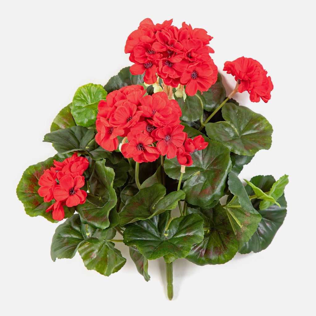 artplants.de Künstliche Geranie CAPH auf Steckstab, rot, 30cm - Künstliche blühende Pflanze