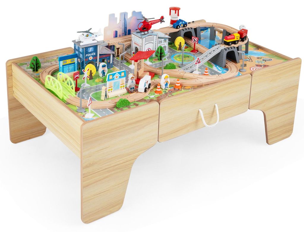 COSTWAY Tavolo per trenini in legno 3in1 per bambini, Immagine del prodotto 
