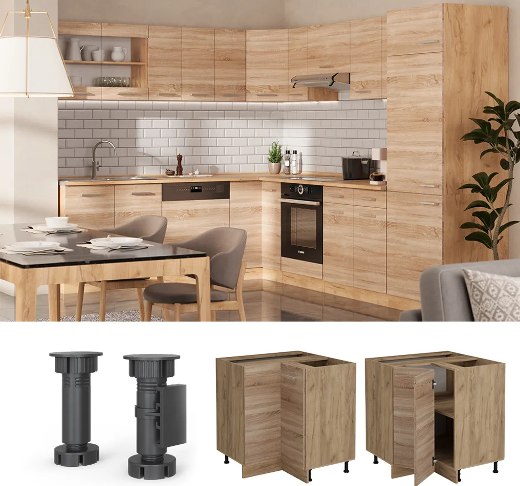 Meuble bas d'angle de cuisine Vicco R-Line Sonoma et Anthracite 75cm - 4