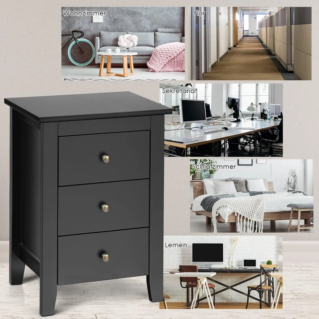 Ensemble de 2 tables de chevet noires pour optimiser le rangement chambre - 4