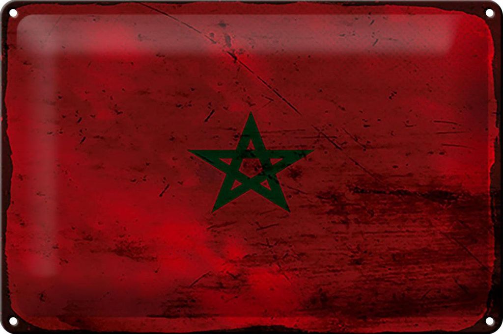 Blechschild Flagge Marokko 30x20cm Flag of Morocco Rost