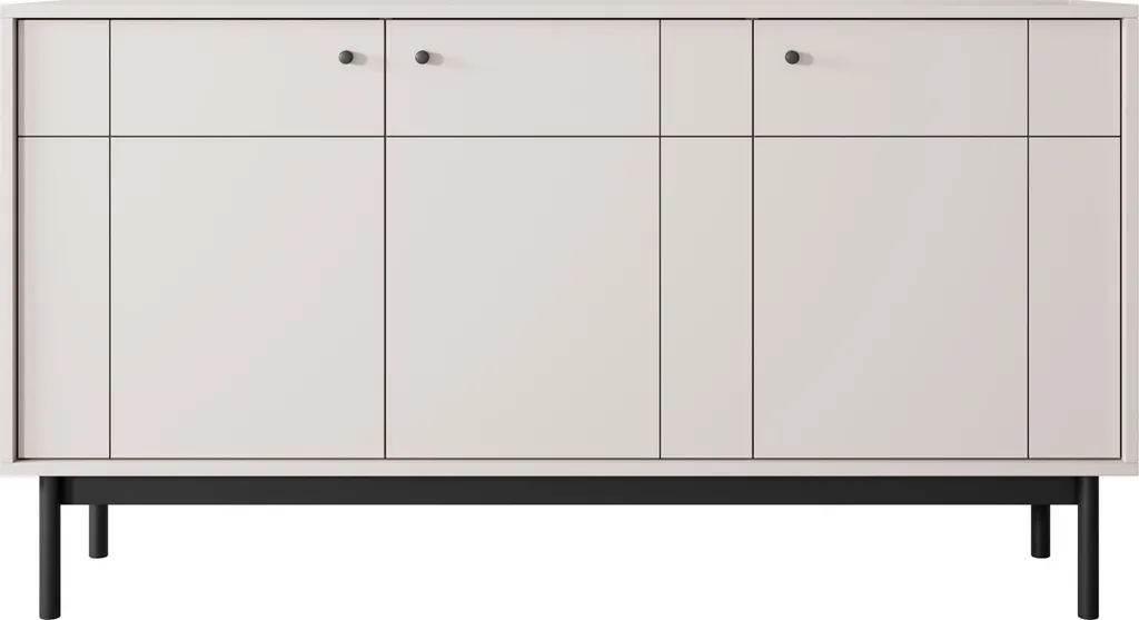 Buffet 154 cm JAPANDIES Greige - Meuble de rangement 3 portes design