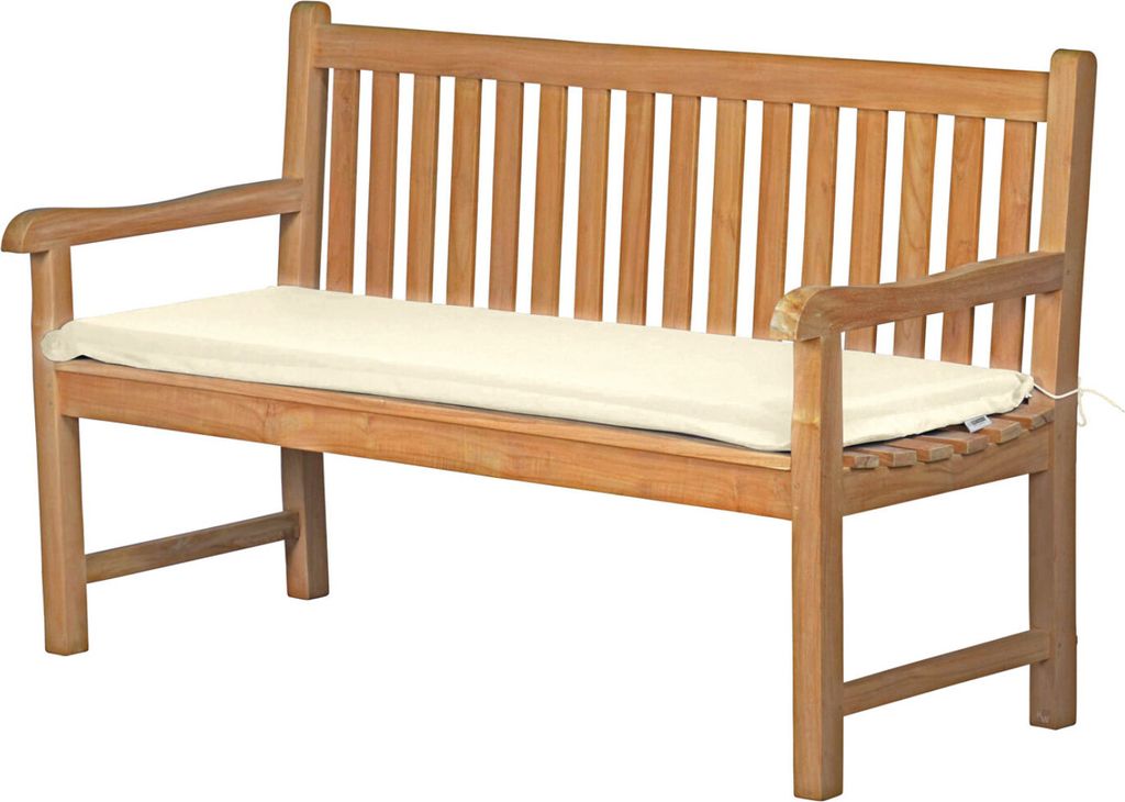 Bankpolster 190x47 cm beige natur weiß creme als Polster für Holzbank waschbares und UV-beständiges Sitzkissen Auflage Gartenbank