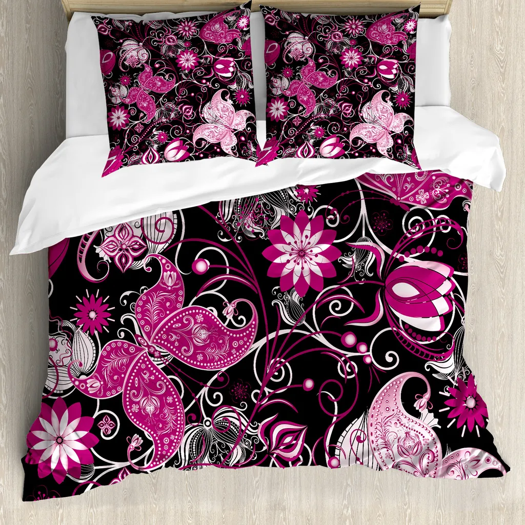 Housse de couette lit double Animaux d'Asie ABAKUHAUS avec taies d'oreiller