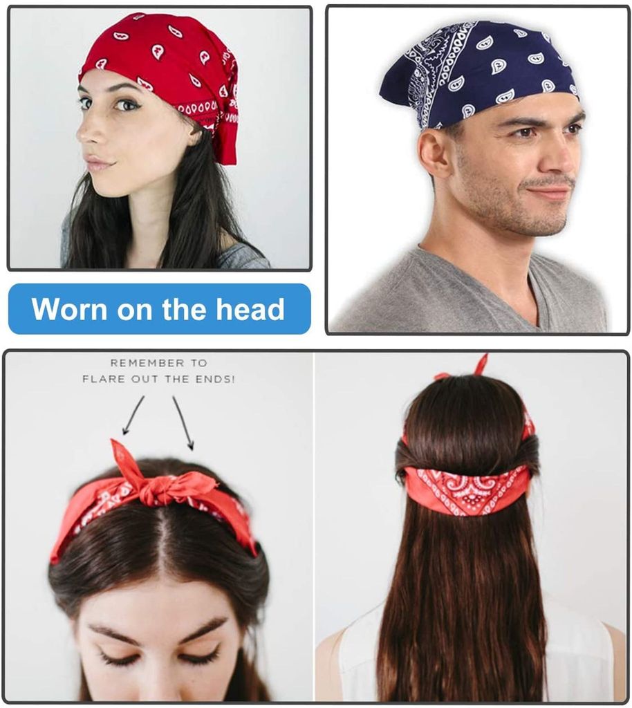 24 Stück Bandana Kopftuch Halstuch Nickituch Biker Tuch Produktbild 3