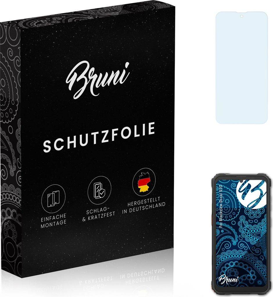Bruni Basics-Clear 2x Schutzfolie kompatibel mit Blackview Oscal S70 Folie