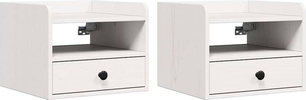 Nachttisch 2 pcs Weiß 38 x 36 x 29,5 cm Massivholz Kiefer