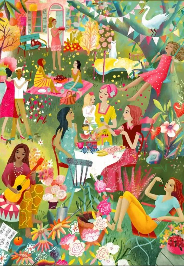 Puzzle 1000 pièces coloré Big Summer Garden Party en carton recyclé