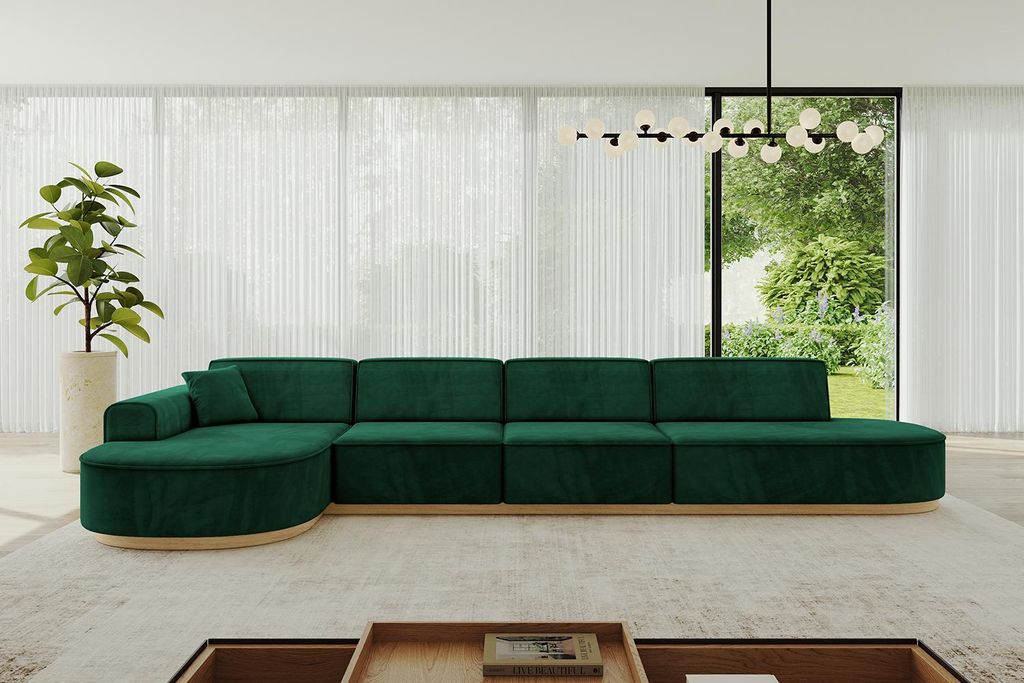 ALTDECOR Ecksofa in L-Form MARI-L3-v2 - 413x171x83 cm Grün - Corner Sofa Bett Eckcouch Couch Wohnlandschaft Cauchsofa