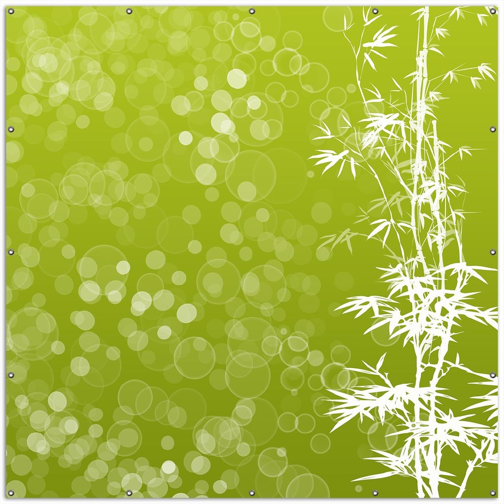 Wallario XXL Outdoor-Poster für Garten oder Balkon, Motiv Bambusmuster grün-weiß, in ca. 200 x 200 cm