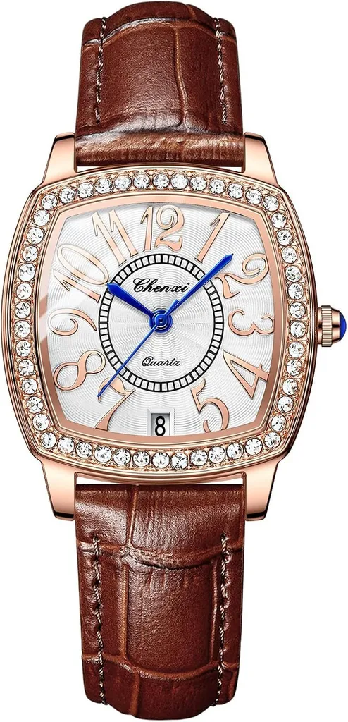 Orologio Donna Business Casual - Strass, Pelle e Calendario Data