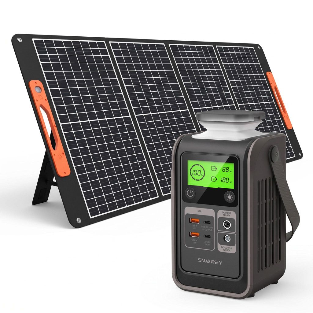 SWAREY S200 DC Powerstation mit 100W Solarpanel,192Wh Produktbild 