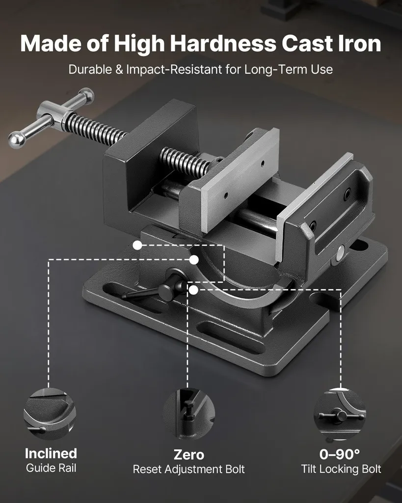 Étau de perceuse inclinable 10,8 cm : stoppez les erreurs de perçage - 3