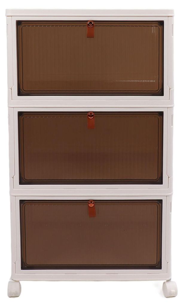 Aufbewahrungsbehälter mit Deckel, stapelbare Kunststoffbox, Organizer, Hausorganisationsbehälter für Wohnzimmer, Schlafzimmer, 3 Schichten