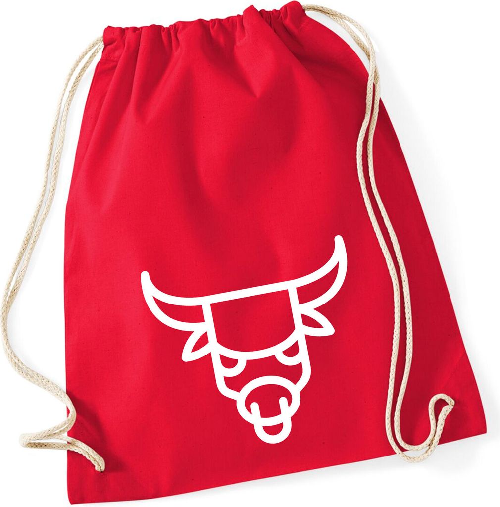 Huuraa Turnbeutel Stier Sternzeichen Symbol 12 Liter Classic Red Baumwolle Rucksack Geschenkidee