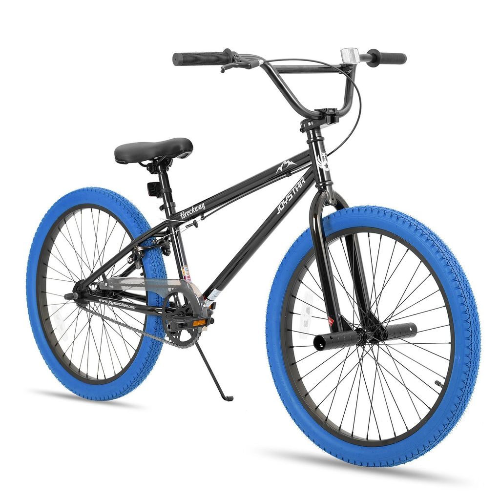 JOYSTAR Kinderfahrrad 24 Zoll BMX Fahrrad für Jungen Mädchen im Alter von 7-12 Jahren,Freestyle, 2 pegs, Kettenschutz, Singlespeed,Blau
