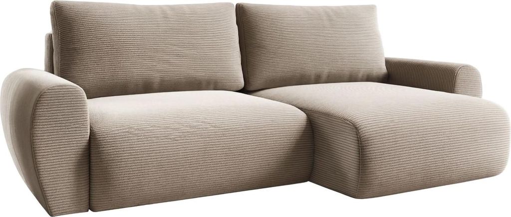 Paullo - Schlafsofa mit Ottomane, 253x153 cm Beige, Stauraum