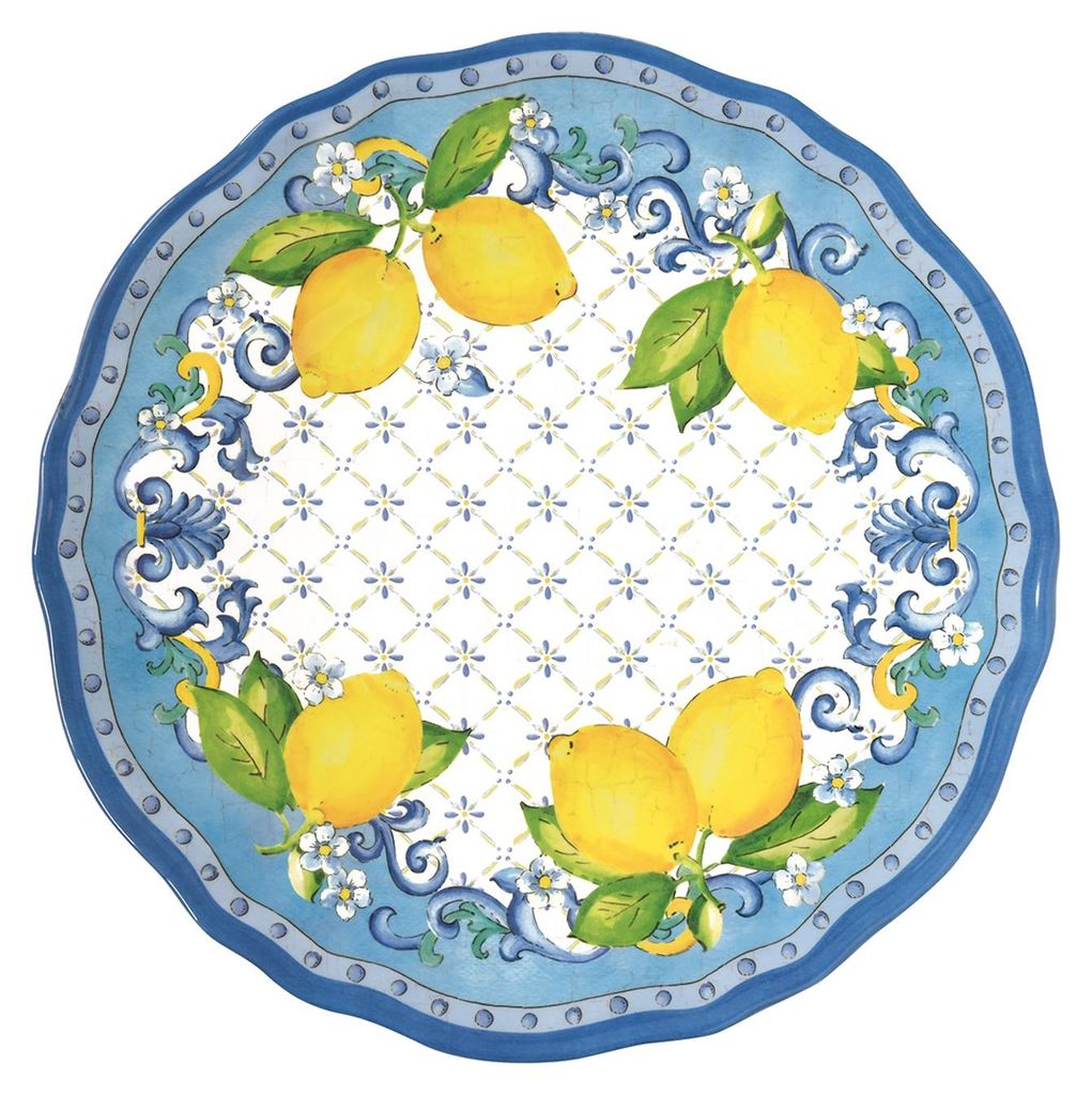 Speiseteller SORRENTO Zitronen D. 28cm weiß blau gelb aus Produktbild 