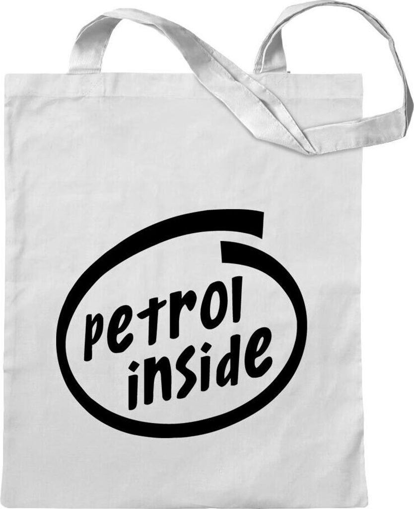 Kiwistar - Baumwolltasche - weiss - Petrol Inside Auto - Tragetasche Stoffbeutel Umhängetasche Langer Henkel