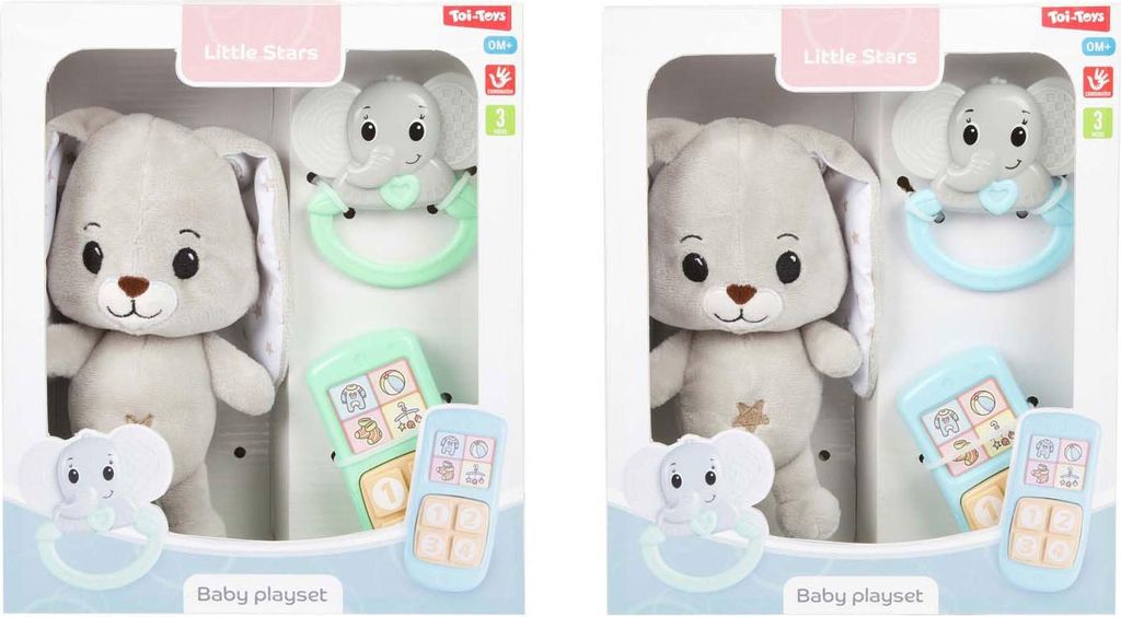 Toi-Toys Baby Plüschhase mit Rassel und Spielzeugtelefon Set