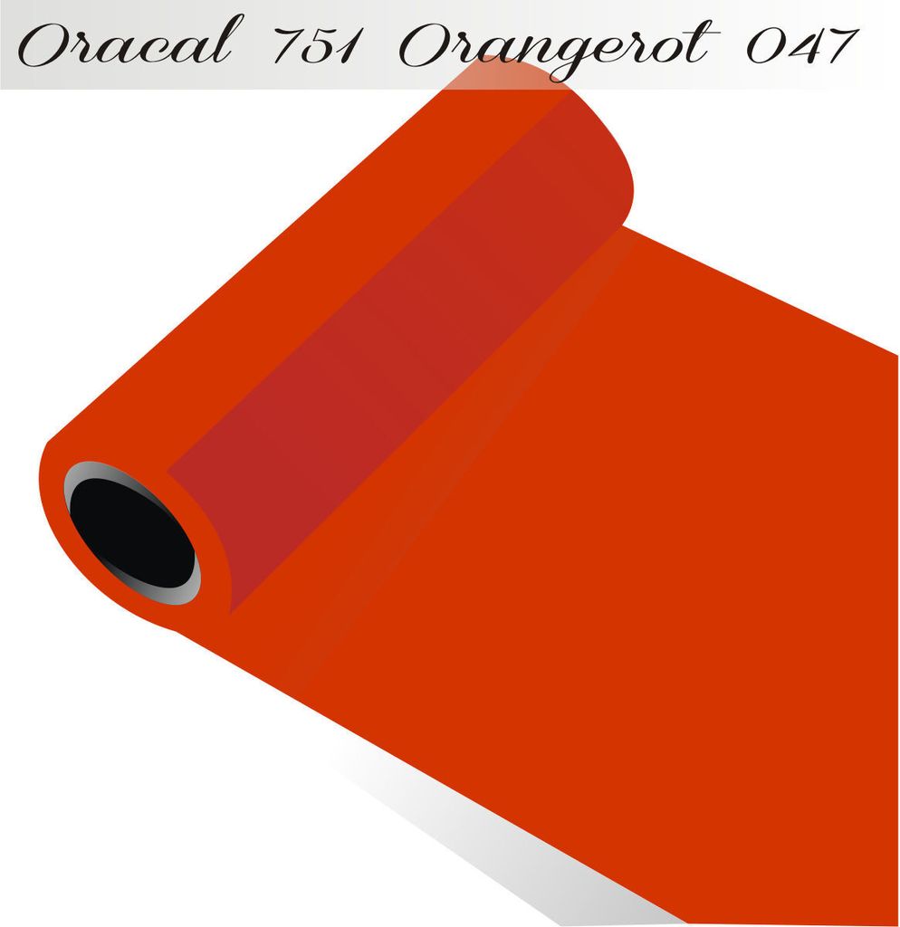 Oracal 751 - Orafol Folie 5m (Laufmeter) freie Farbwahl 118 glänzende Farben - glanz in 4 Größen, 50 cm Folienhöhe orangerot - 047
